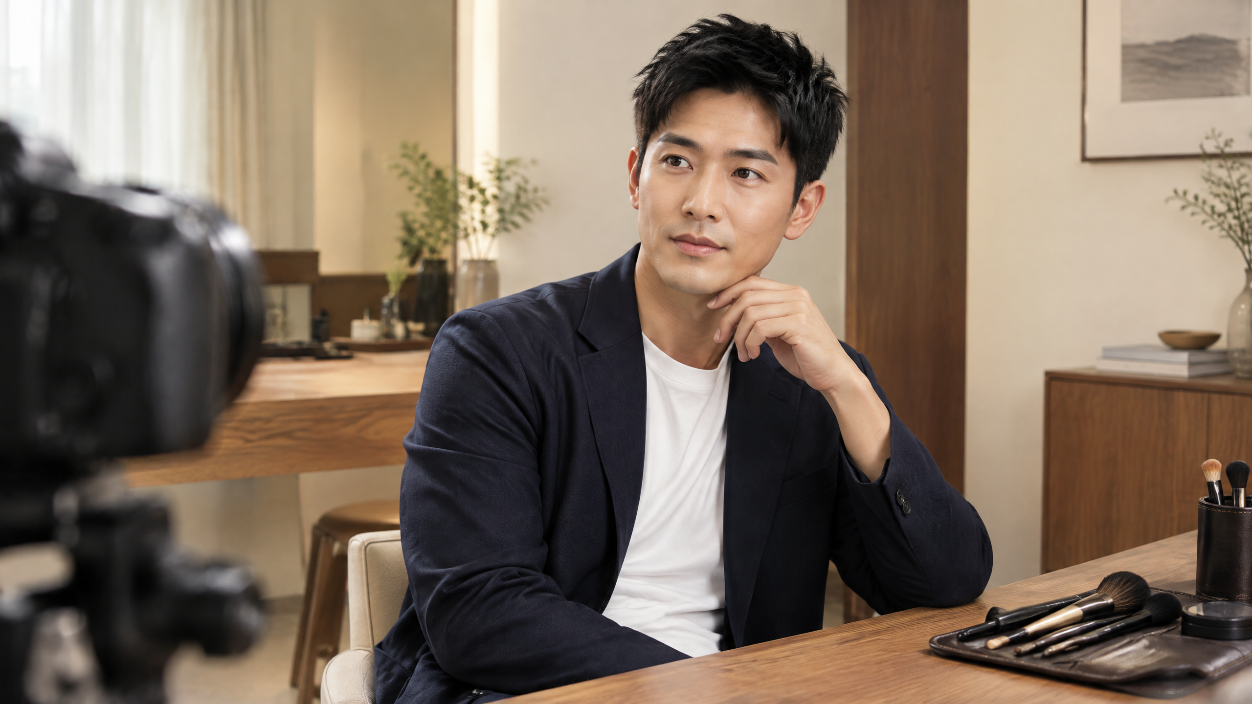 企業形象照男士儀容：髮型與上鏡妝的準備清單 — 編輯造型示意