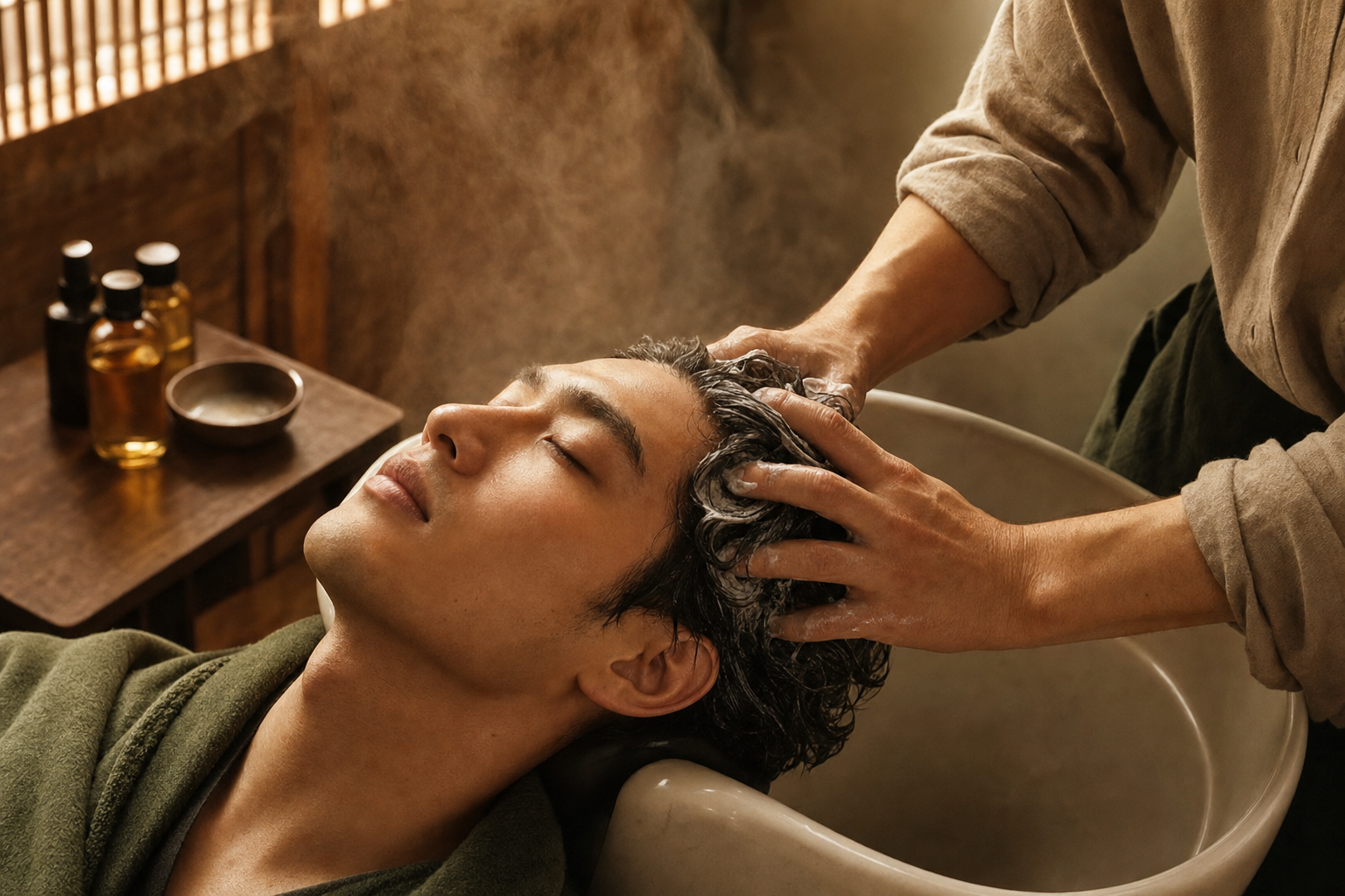 燙前護髮 Pre-Perm Hair Care 蛋白護理工序 — Canvas Texture